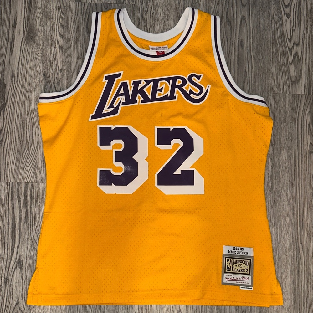 Mitchell & Ness Gold Lakers Jersey with Purple Accents